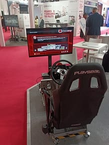 El simulador de conducción DriveSim en el salón Internacional de Logí­stica de Barcelona