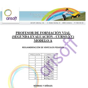 Cuestionario y corrector del MODELO A - Segunda evaluación - Profesor de Formación Vial (examen 18.07.2013)