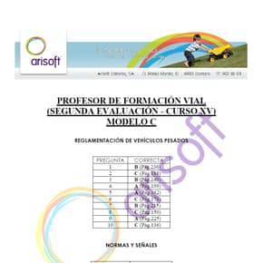 Cuestionario y corrector del MODELO C - Segunda evaluación - Profesor de Formación Vial (examen 18.07.2013)