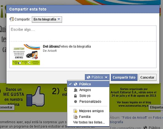 Cómo compartir una foto de forma pública en Facebook